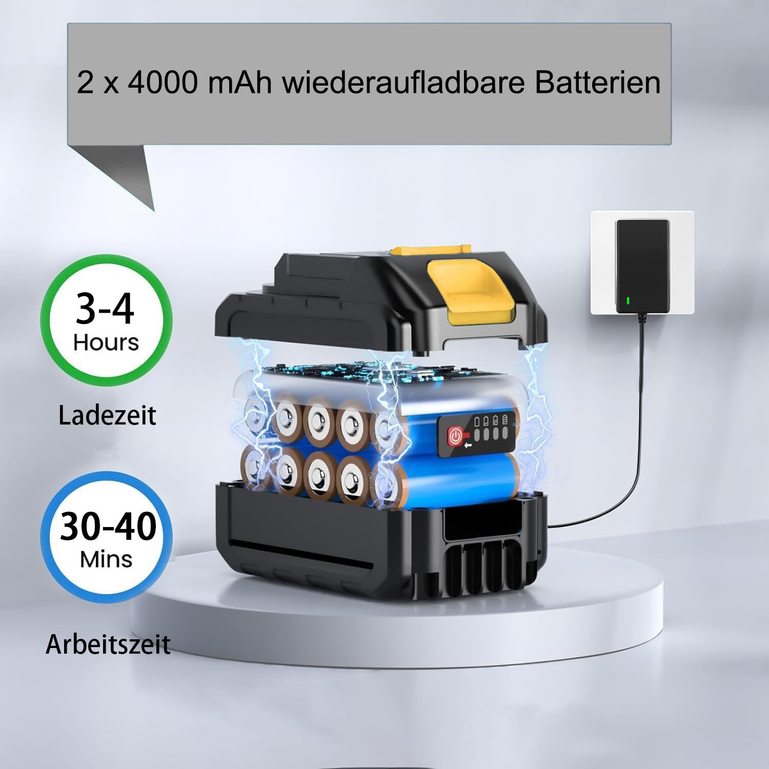 Idropulitrice A Batteria 1200 PSI – Senza Fili Con Doppia Batteria, Display LCD E Ugello 6 In 1