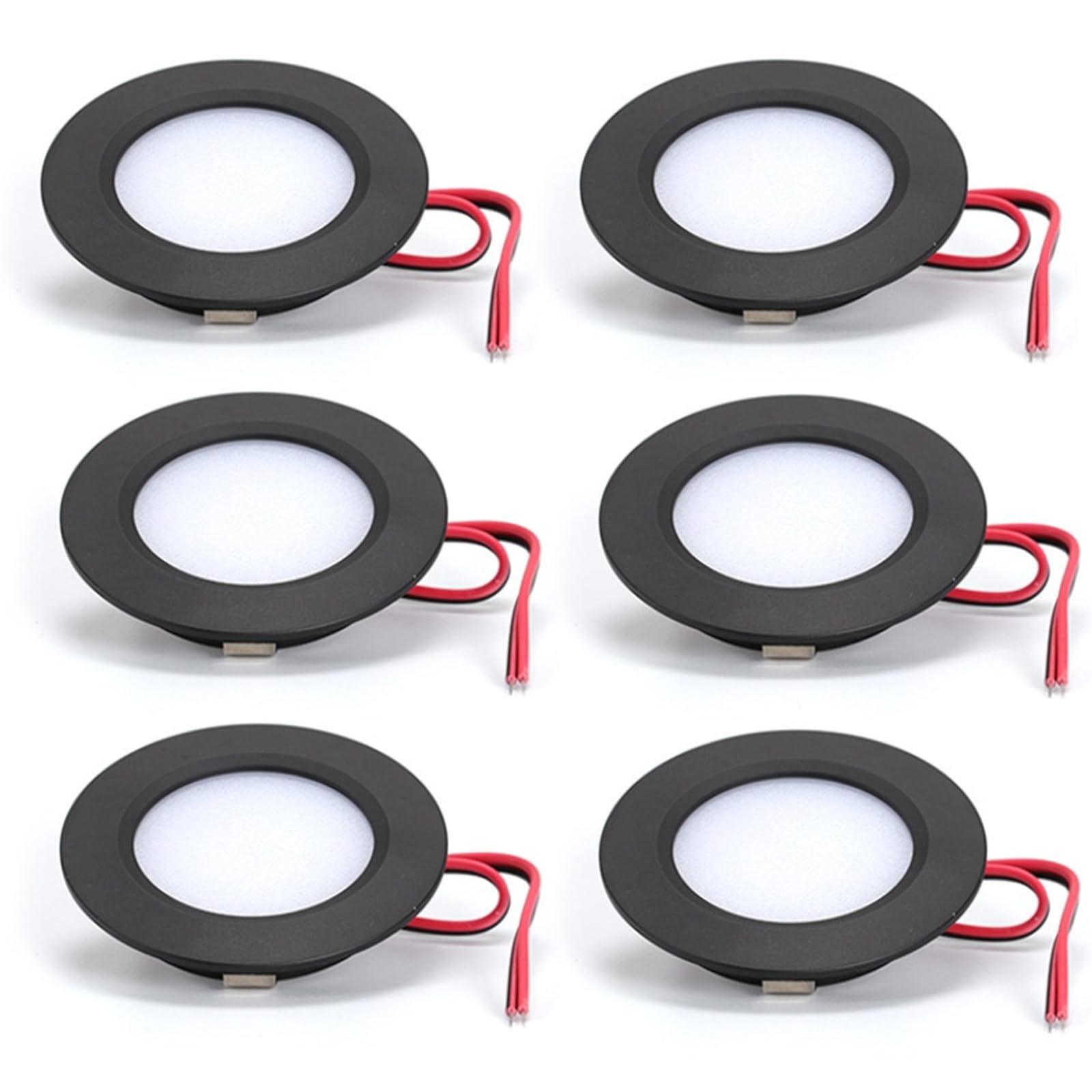WORLUDE Led Downlights Ceiling Recessed Spot Lights - 6Pcs 12V Warm White 3000K, Round Puck Lights 3W Roof Downlight for Camper Van Caravan Boat Bathroom Hallway
