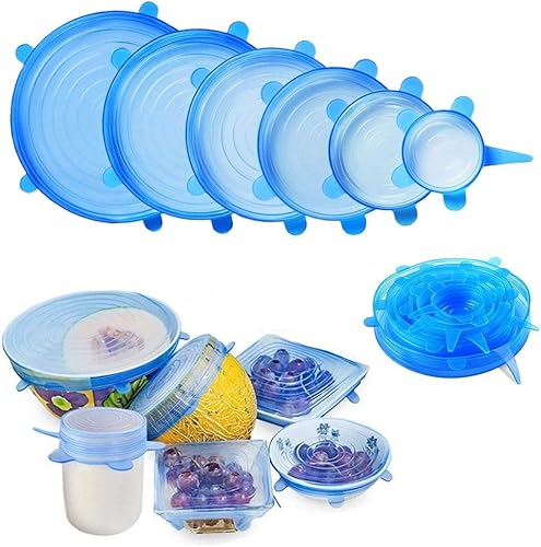 Adpartner Tapas elásticas de silicona, sin BPA, fundas elásticas de silicona para alimentos, tapa reutilizable y duradera para cuencos, latas y