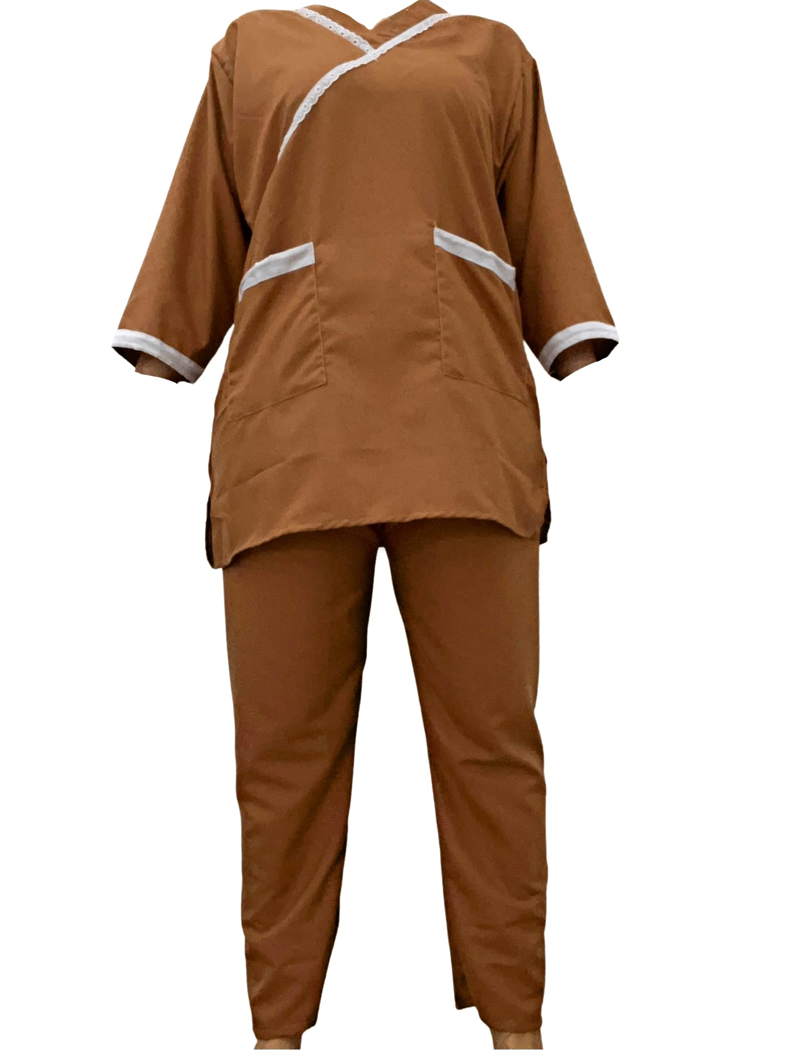 GenericBeautiful Maid/Nanny Uniform Set 100% soft Cotton with lace - Comfortable housemaid uniform