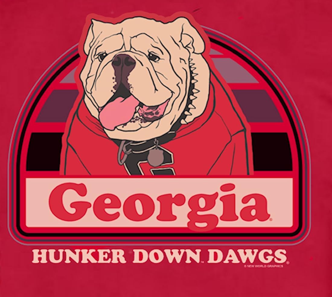 Georgia Men's Red Hunker Down Dawgs 2 Sided College Long Sleeve T Shirt - Image 5
