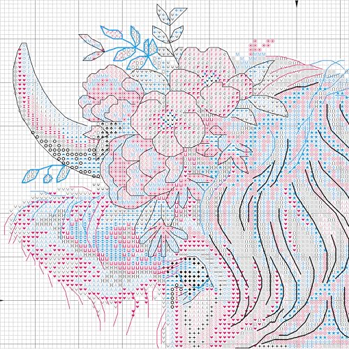 Image of Dimensions 70-35449 Highland Cow Counted Cross Stitch Kit, 11 inch x 11 inch, 14 Cnt. White Aida, 4 Pieces