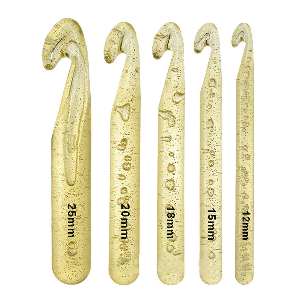 🌲🌲ABS Crochet Hooks Set Yarn Handcrafted Knitting Hook Needles for Pin Weave Yarn (Yellow)