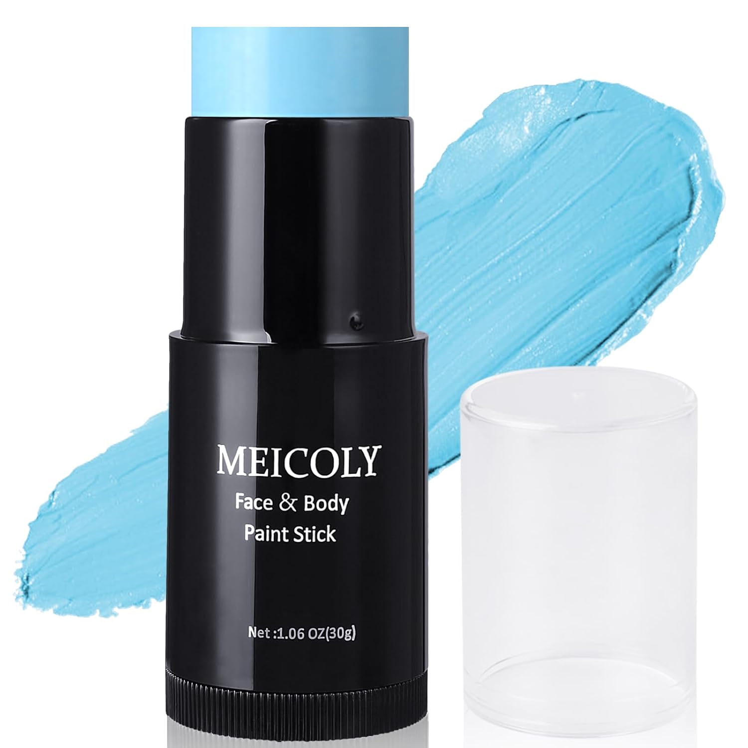 Photo 1 of MEICOLY Light Blue Face Body Paint Stick(1.06 Oz),Baby Blue Face Paint Sadness,Sweatproof Waterproof Pale Blue Body Paint for Corpse Bride Halloween SFX Avatar Sally Makeup,Eye Black Stick