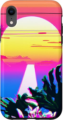 Funda hawaiana para iPhone XR Hawaii Vaporwave Sunset Synthwave
