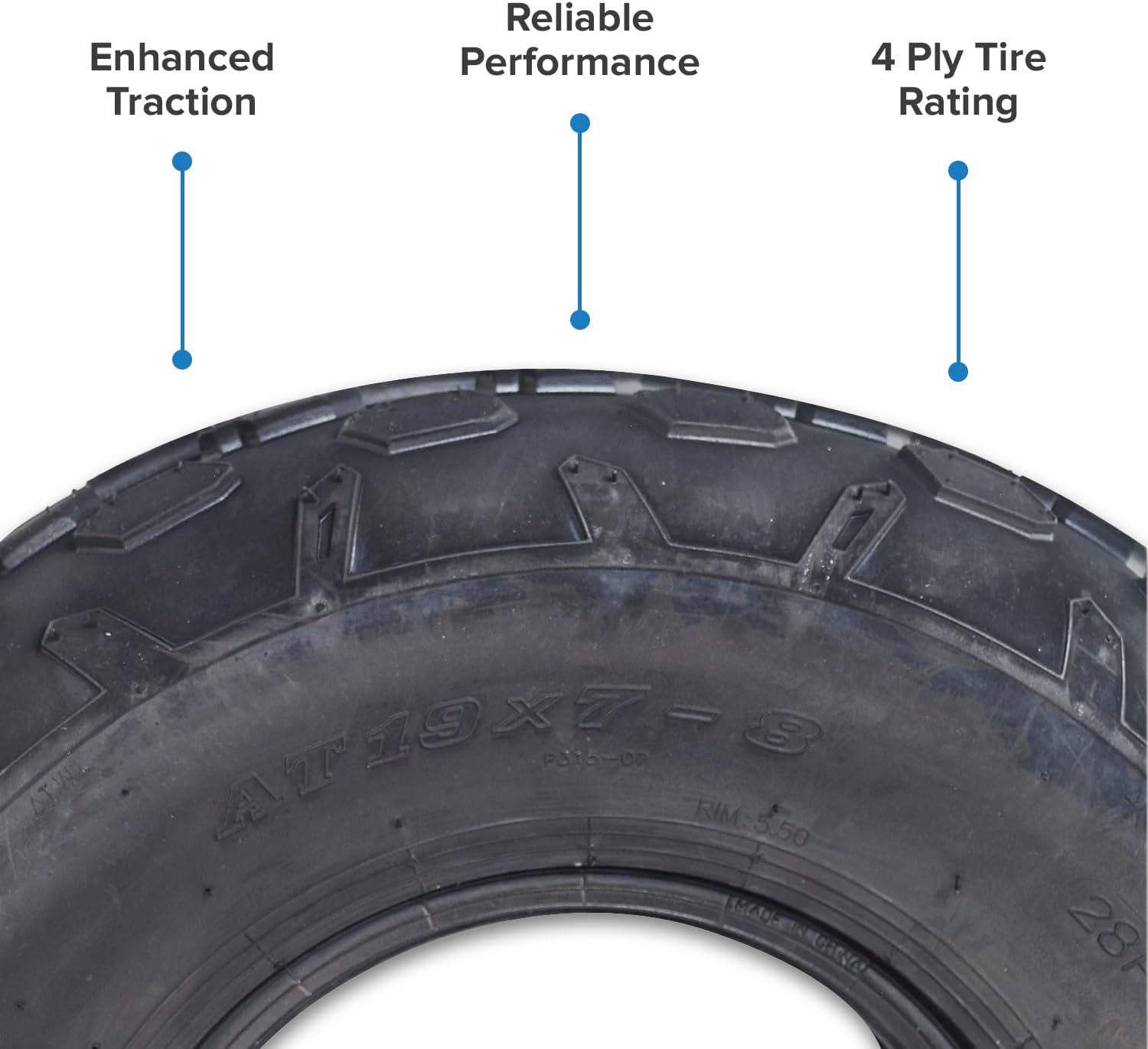 AlveyTech 19x7.00-8 Knobby Tire for the Baja MB165 & MB200 Mini Bikes - Replacement 19x7-8 Pneumatic Tires with QD113 Tread for ATV, Dirt Bike, Go-Kart, & Mini Bike (Single)