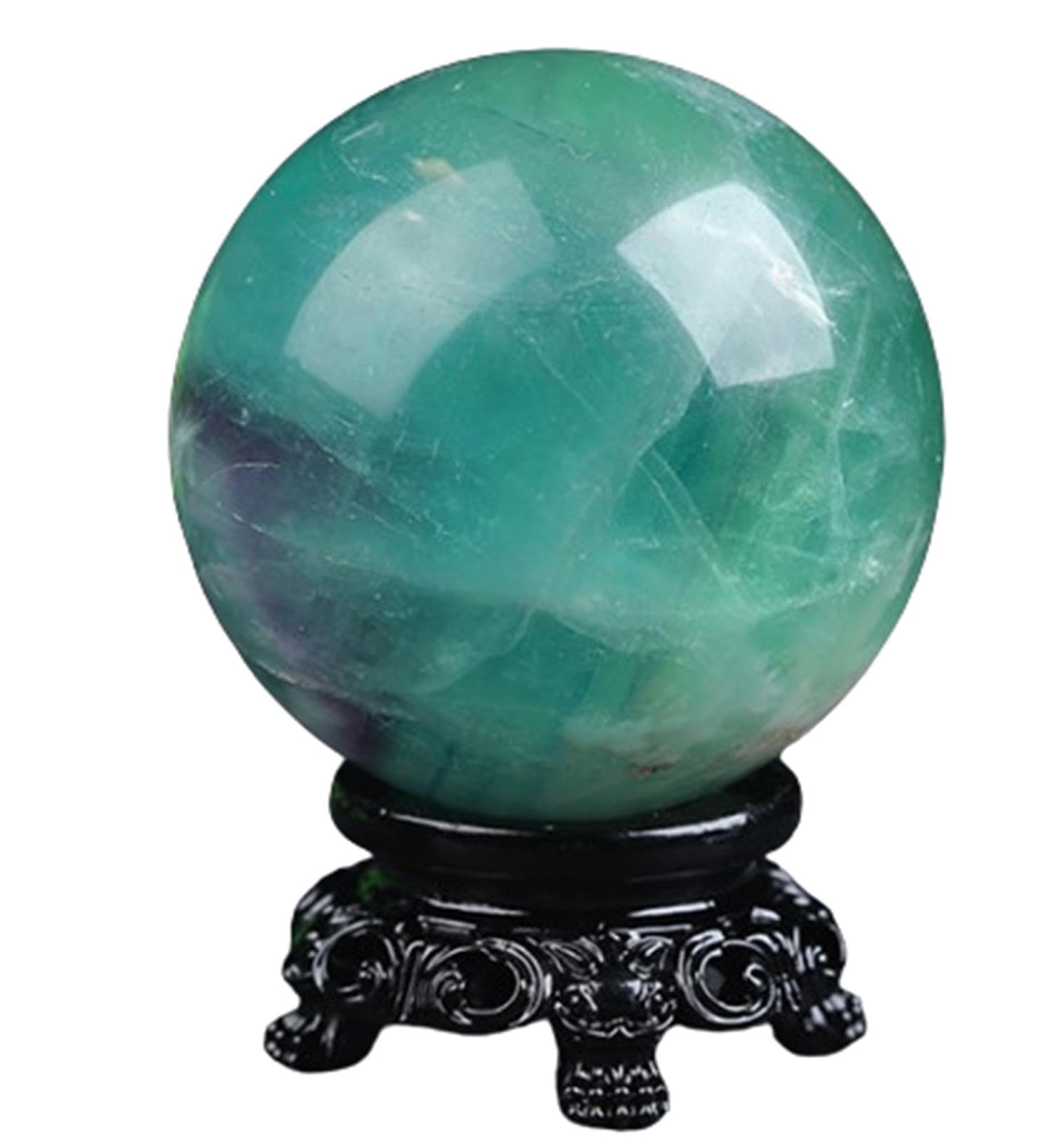 DPURPIWADY Stone Polished Purple Green Fluorite Crystal Ball Crystals Sphere Divination Sculpture Figurine for Balancing Spiritual Gift,50mm