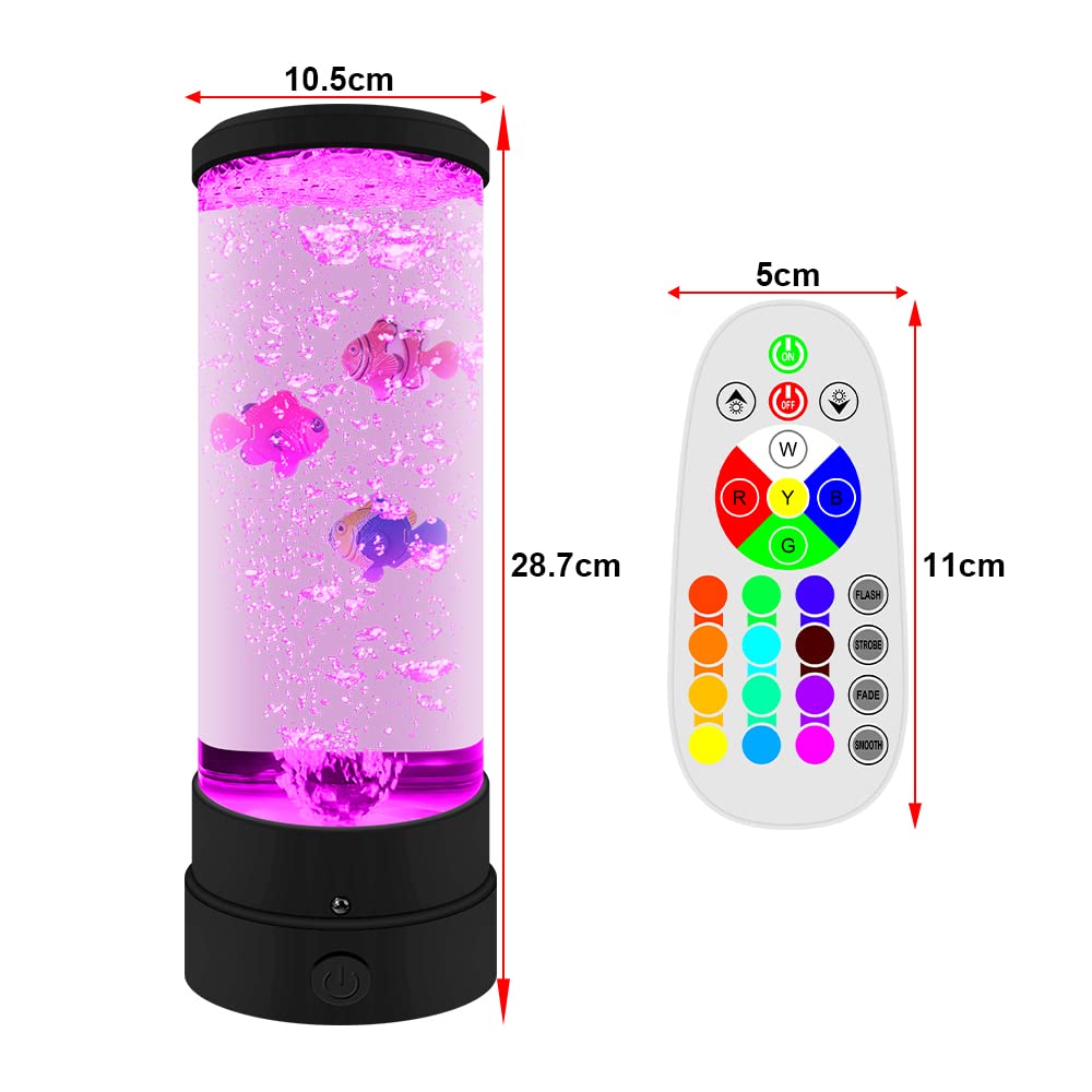 Lampa Bąbelkowa z Rybą do Akwarium, Nastrojowa z Pilotem Zdalnego Sterowania, USB, Dekoracja Nocna