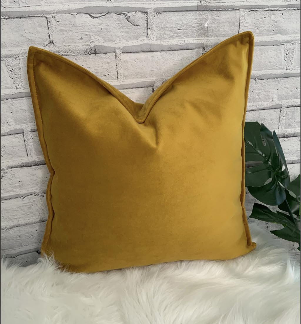 Plush Velvet Cushion Cover Pillow Case for Home and Hotel. (Mustard, 60 x 60cm)