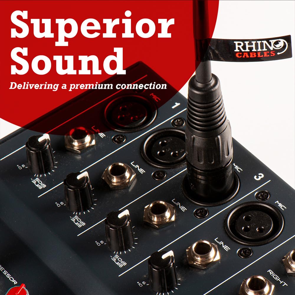 rhinocables XLR Audio Extension Cable - Balanced 3-Pin Male to Female Lead with Enhanced Shielding for Noise-Free Recording - Image 3