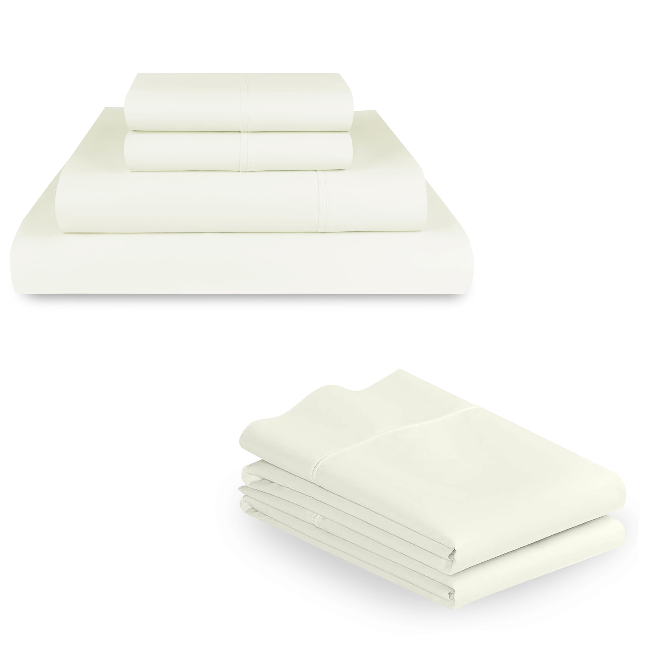Threadmill 800 Thread Count Bedding Bundle - Full Sheet Set with 4 Pillowcases, 100% Cotton 6-Piece Sheet Set (1-Fitted Sheet, 1-Flat Sheet & 4 Standard Pillowcases) Ivory