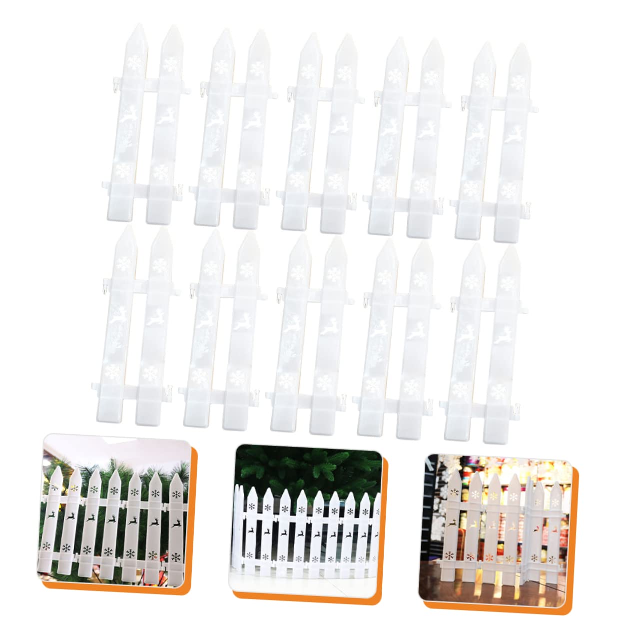 MAGICLULU 2 Sätze Der Zaun Weihnachtsdeko Christmas Tree Fence Christmas Dekoration Garten Spaliere Weihnachten Grenze Weihnachtsfeier Liefert Freigabe Gartenzaun Plastik Weiß 30 Stück * 2