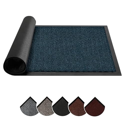 Circle of trust Hallway Runner Rug Blue 60x120cm Non Slip, Heavy Duty Carpet Runner, Rubber Backed Floor Rug, Dirt Trapper Washable Rug for Hallway Kitchen Bedroom Laundry Office