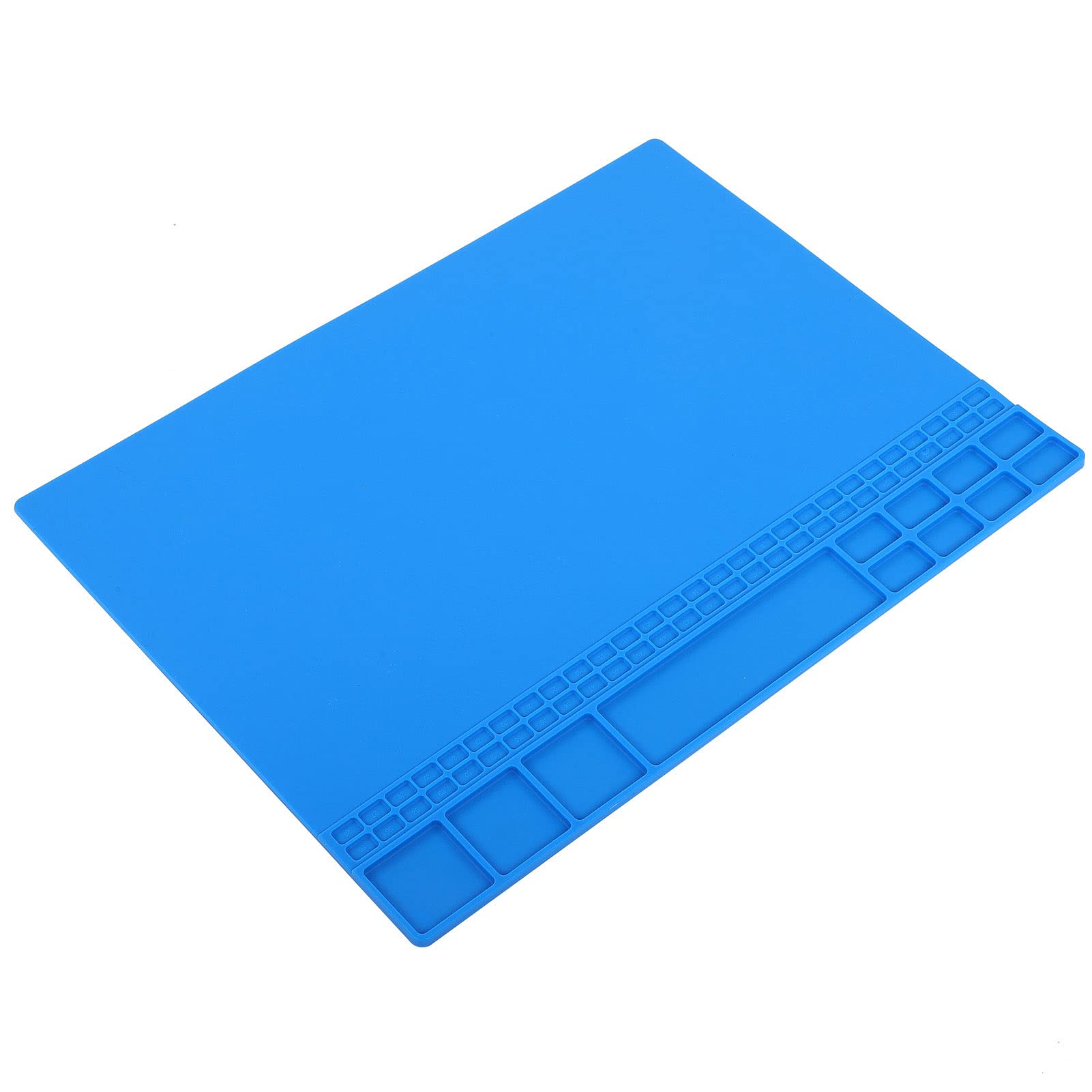 Tappetino magnetico in silicone, resistente al calore, per stazione di saldatura a 500 ℃, con scomparto per viti, per riparazione elettronica e manutenzione del telefono (blu scuro)
