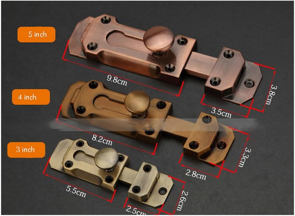 Sliding bolt door latch, European Zinc Alloy Barrel Slide Door Bolts Security Latch Lock Multicolor 3-5 inches(Antique Brass,5inch)