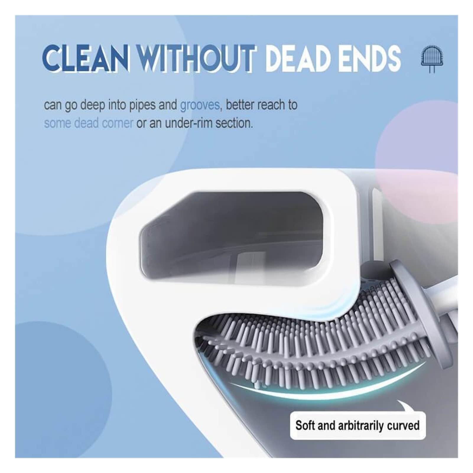 Cepillo de inodoro de silicona, limpiador de baño para colgar en la pared, 1 cepillo sanitario con cerdas duraderas para una limpieza eficiente del inodoro, diseño que ahorra espacio