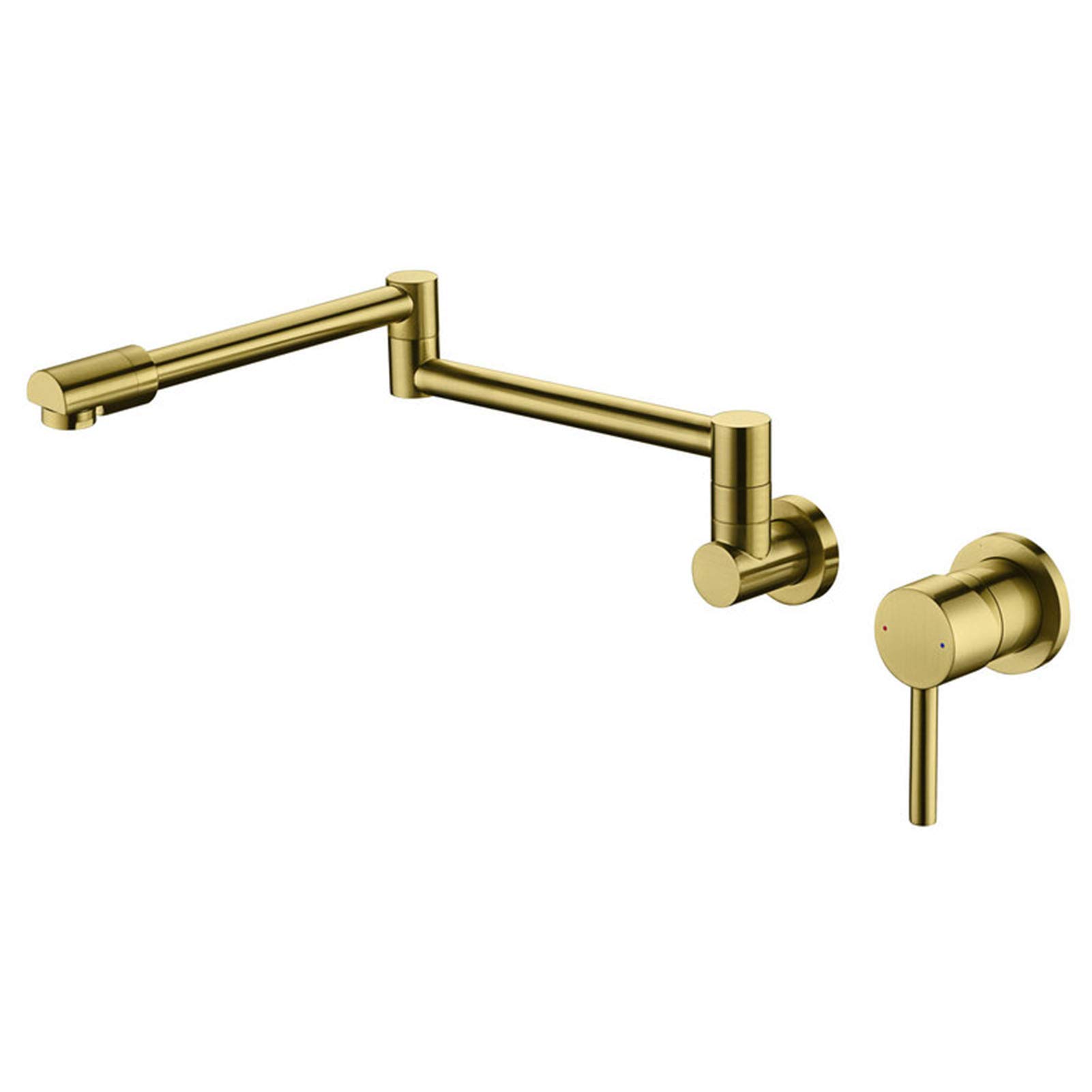 Rubinetto di riempimento per vaso a parete, design a doppio giunto snodato, rubinetto per lavello da cucina in ottone, miscelatore a due fori con maniglia singola, oro spazzolato