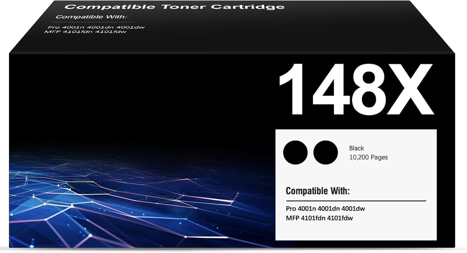 148A Toner Cartridges (2-Pack) Compatible Replacement for HP 148A 148X W1480A W1480X Toner Cartridge Black with HP Pro MFP 4101fdw 4101fdn 4001dw 4001dn 4001n Printer