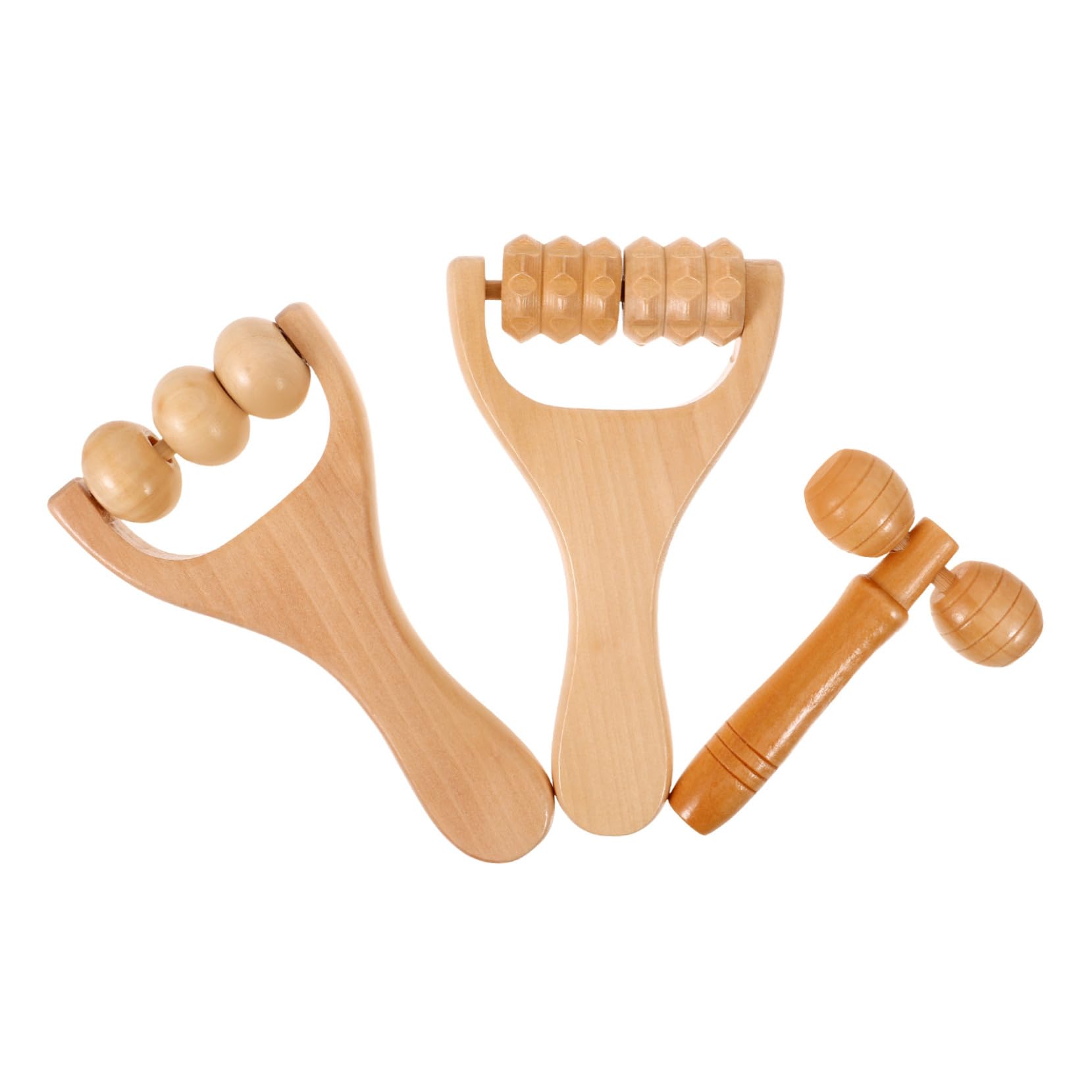 Massage Roller aus Natürlichem Holz Teiliges Ganzkörper Massagegerät für Nacken Beine Füße und Gesicht Glatte Oberfläche für Schmerzlindernde Hautpflegende Anwendung