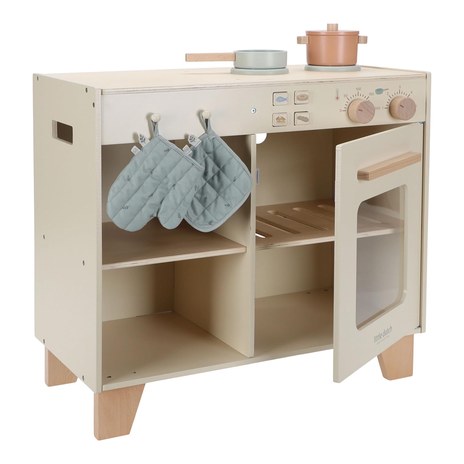 Little Dutch Kinderküche Spielküche aus Holz inkl. Töpfe und Topflappen - beige