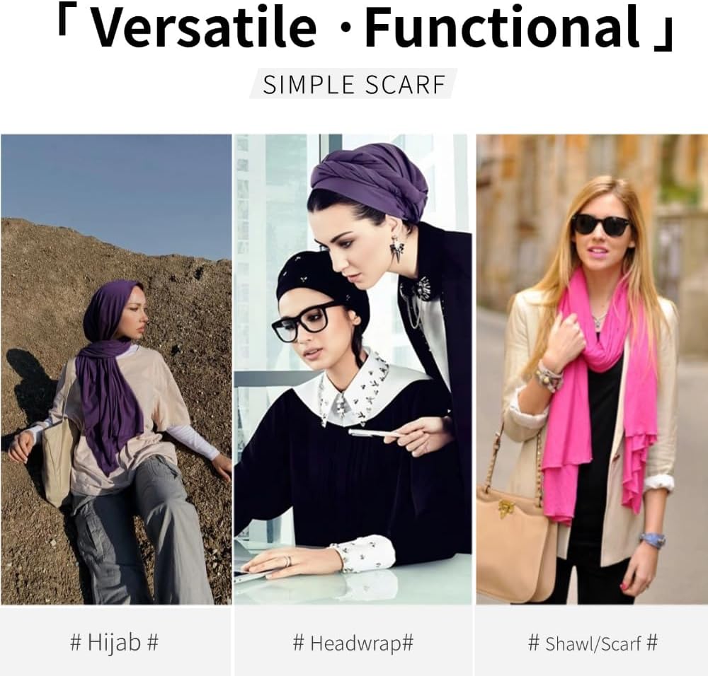 Muslin Hijab Scarf for Women Long Headscarves Solid Head Wraps Soft Pashminas Shawls - Image 5