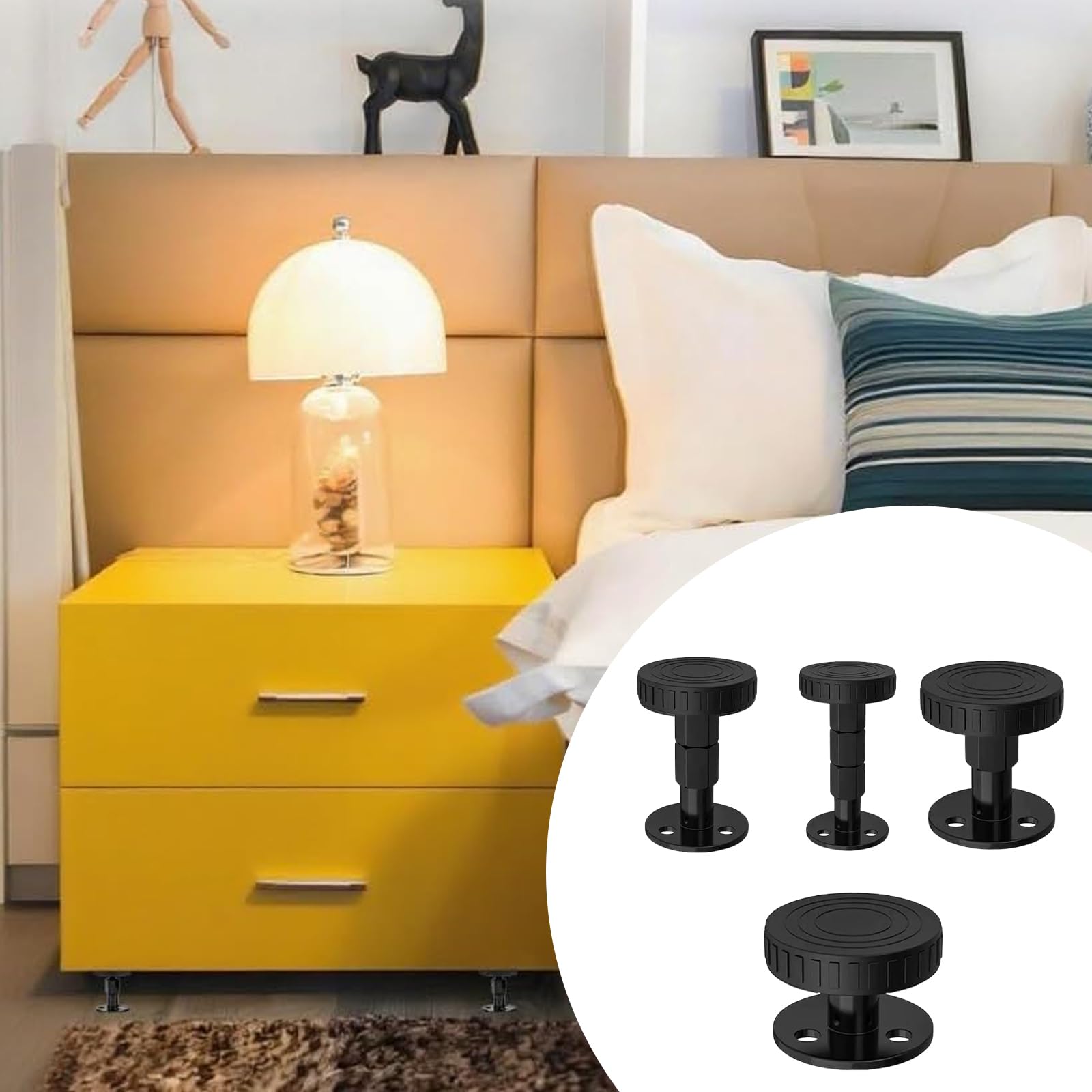 4 distanziatori regolabili anti-shake da parete 30 – 110 mm, distanziatore letto con filettatura, testiera regolabile, per travi centrali ispessite, stabilizzatore per letti, divani e armadi