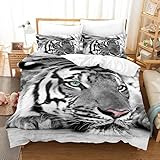 BLuvos Funda Nordica Cama 150 Tigre Gris Funda Nordica 220 x 240 + 2 Fundas de...