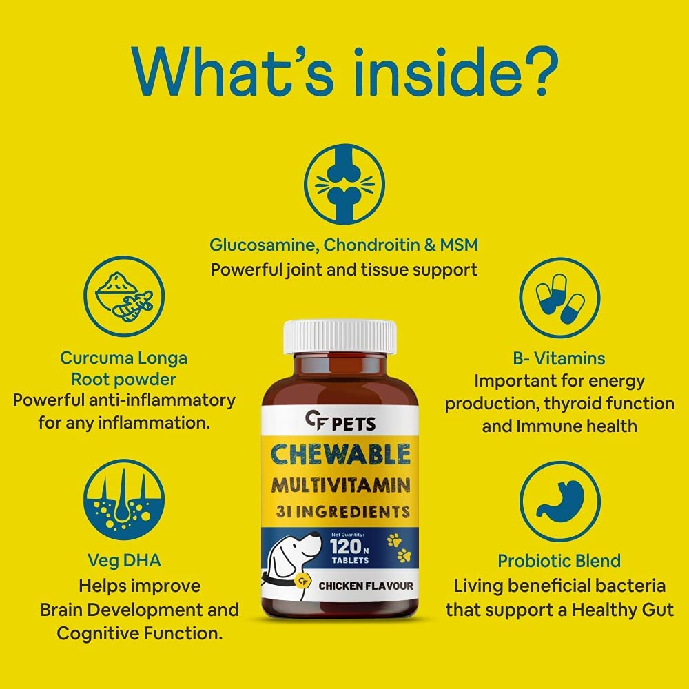 Buy CF Pets Chewable Multivitamin Tablets for Dogs with 23 Essential