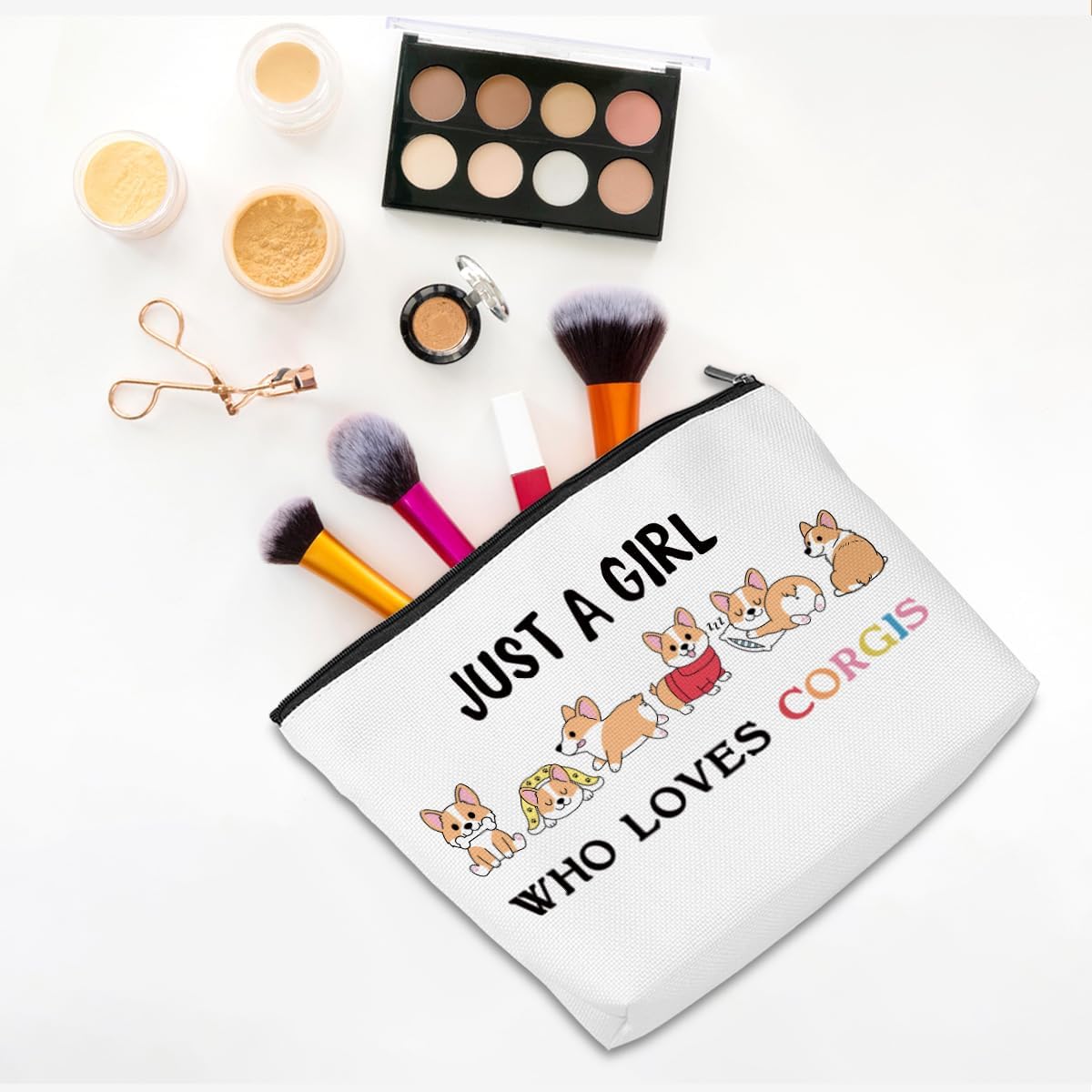 Corgi Gifts Funny Corgi Makeup Bag Funny Cosmetic Bag Toiletry Bag Zipper Pouch for Women Girls Female Sister Daughter Friend Birthday Graduation Friendship