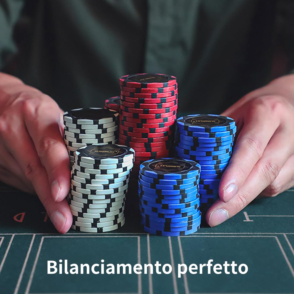 SLOWPLAY Fiches da poker Nash Clay 50 pezzi Texas Holdem vuote 14g Verde