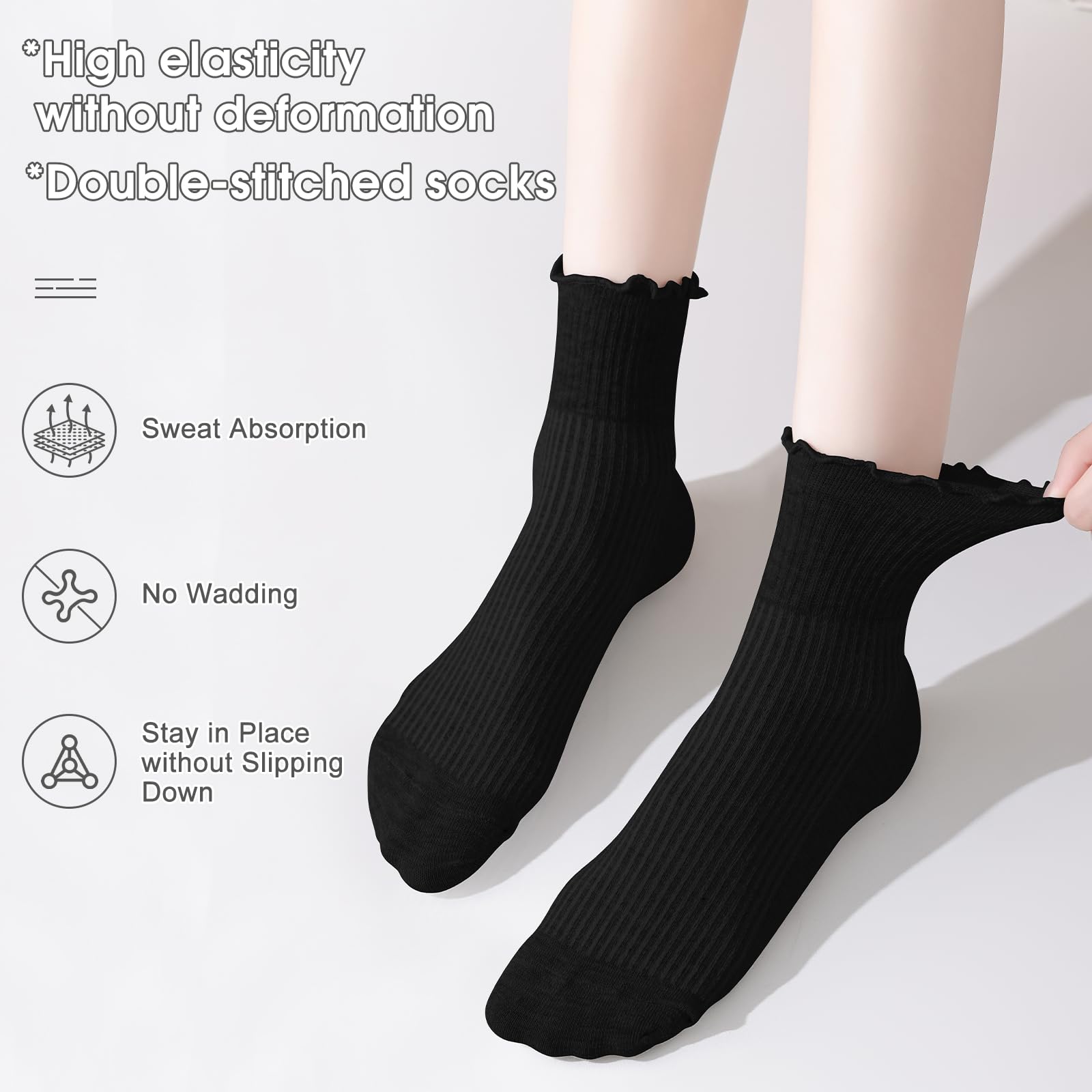 ANDERE ARTE Calcetines de tobillo con volantes para mujer, bonitos calcetines con borde de lechuga para mujer