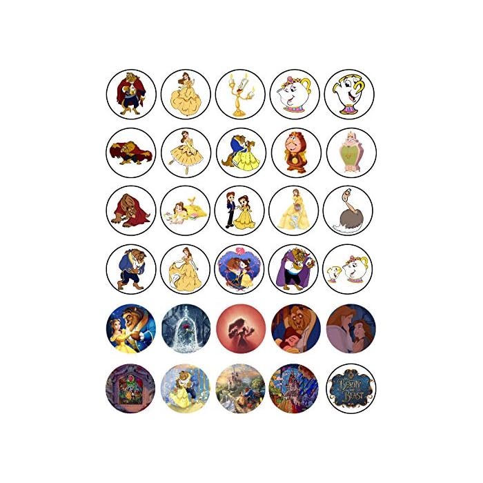 Buy 30 x Edible Cupcake Toppers Beauty And The Beast Themed