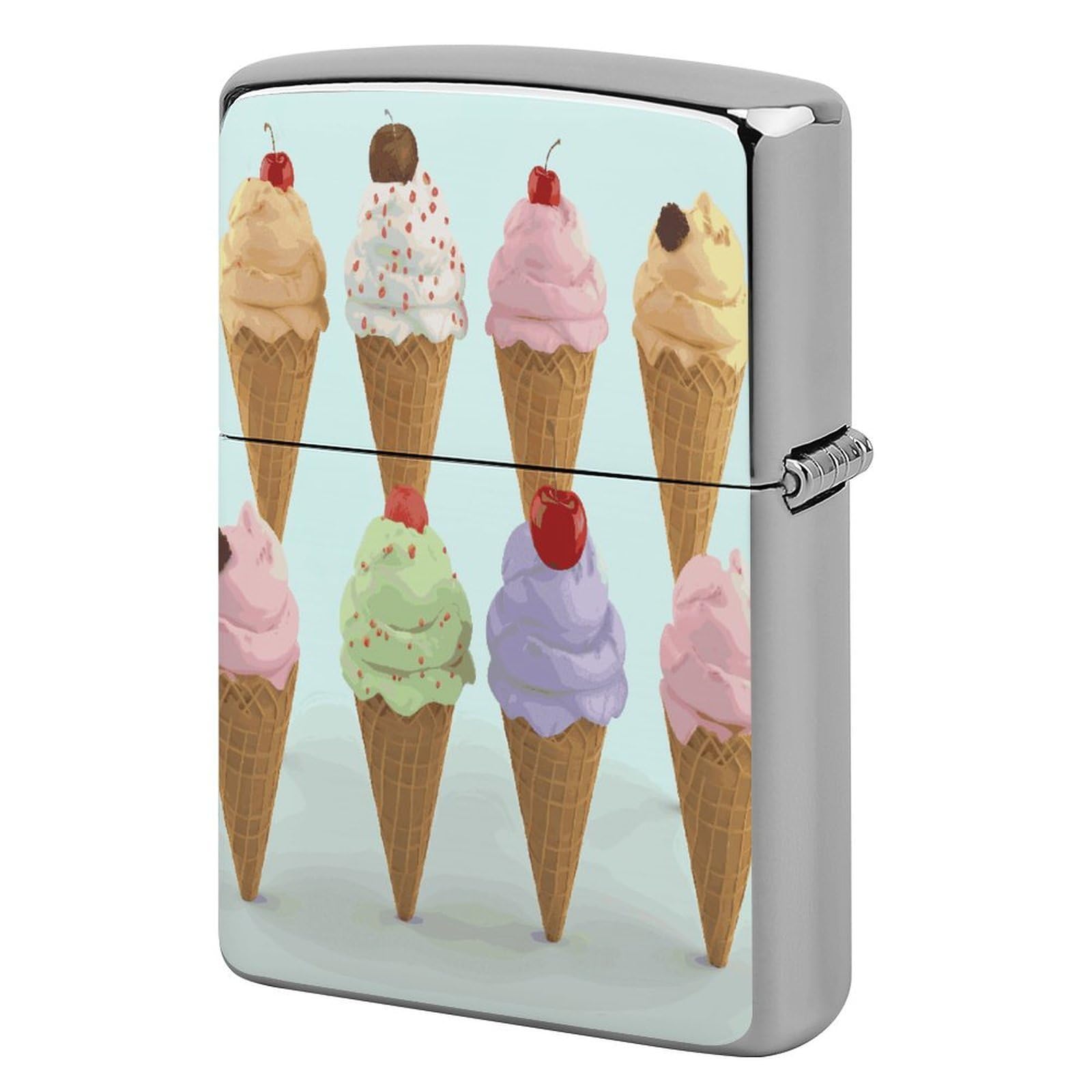 Btcowzrv Style Ice Cream Cones Metal Lighter Case Sleeve Cover Holder