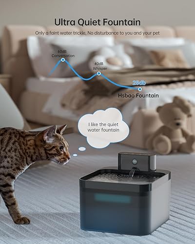Miniatura 8 de Fuente de agua para gatos con pilas, fuente de agua inalámbrica para mascotas para gatos en interiores, sensor de movimiento de 74 oz2.2 L, fuente