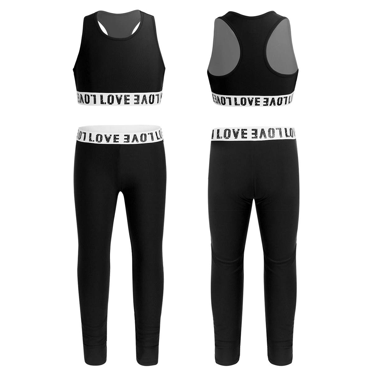 iiniimChildren Girls Two-Piece Gymnastics Tracksuit Dance Outfit Sleeveless Workout Tanks Crop Top with Leggings Set