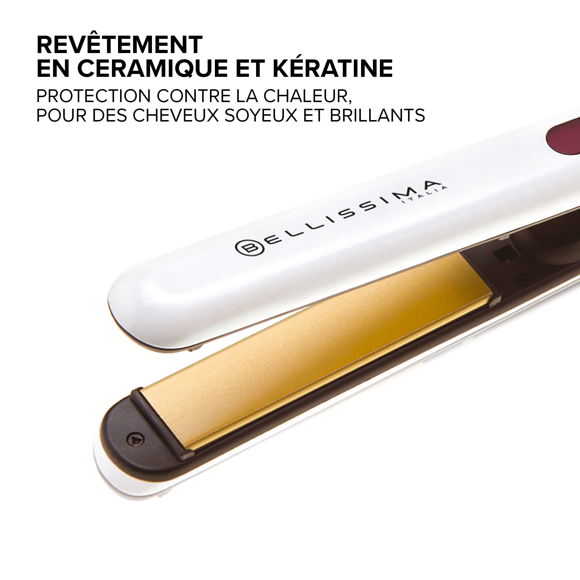 Bellissima Creativity Lisseur Cheveux B9 400 - Revêtement en Céramique et Kératine - Lissage ou Bouclage Rapide - Design Arrondi, Réglage Numérique Température - Pour Tous Types de Cheveux