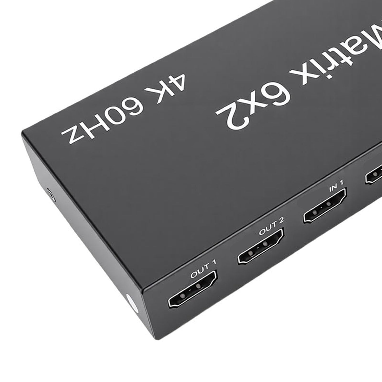 Bewinner Interfejsu Multimedialnego 4K 60 Hz 6x2 HD, Płynny Rozdzielacz Wideo z Optycznym Wyjściem SPDIF 3,5 Mm, Pilot do Projektorów z Dwoma Wyświetlaczami (wtyczka UE)
