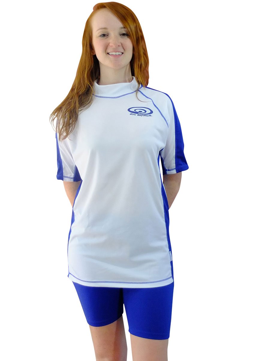 Sun Protection Rash Guard Swim Shirt and Shorts Set for Women -UV Protection - Sizes Small, Medium, Large and XL