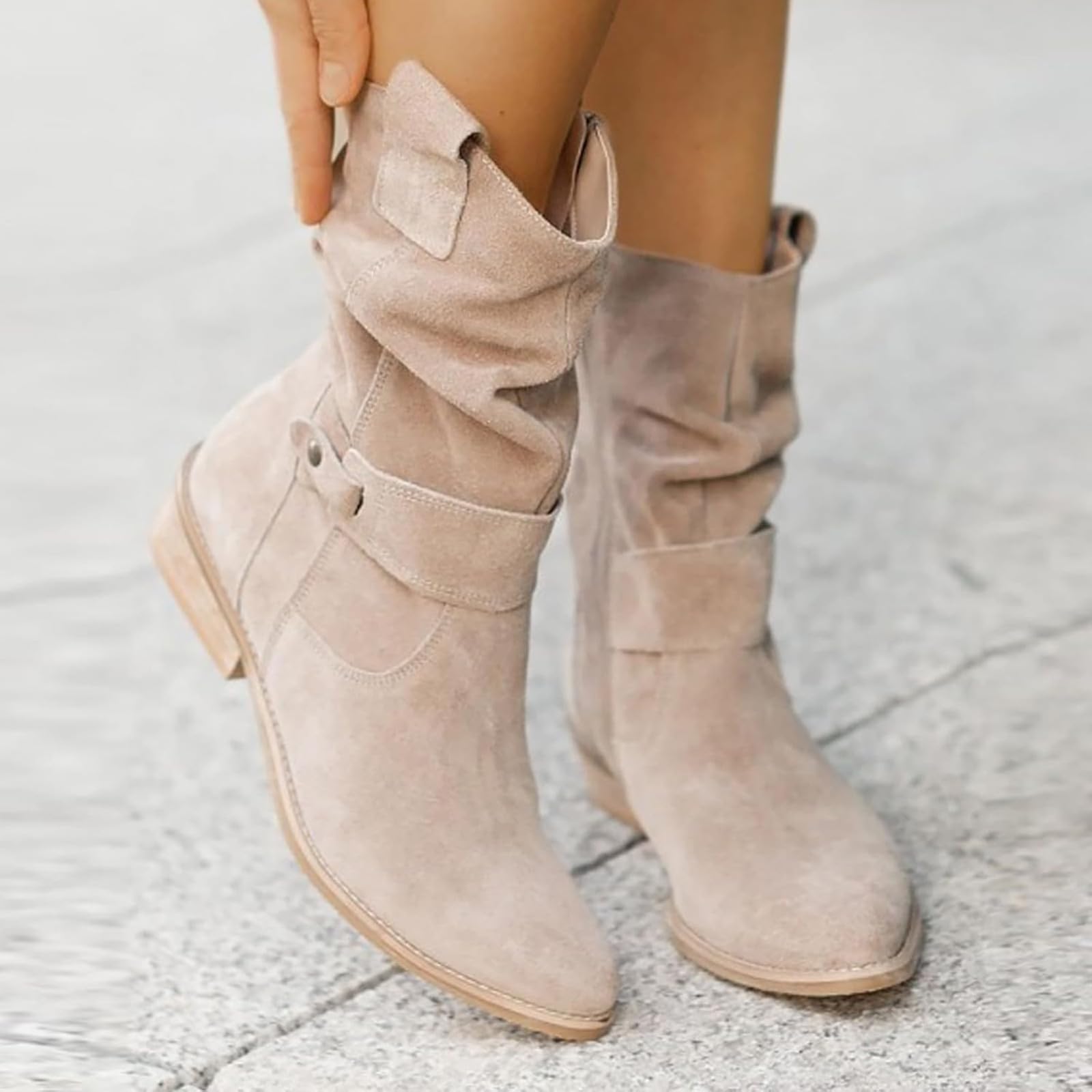 HOOUDO Stivali Donna, Stivali Texani Donna Cowboy Western Scarpe da Punta Camperos Etnici Stivaletti Equitazione Invernali