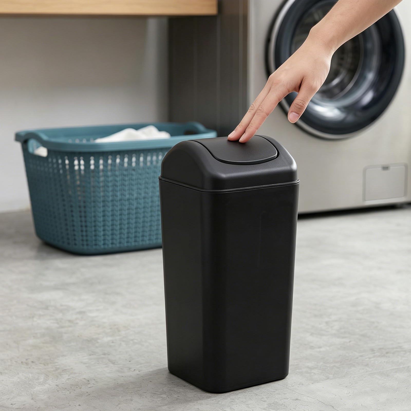 BESTOYARD Cubo de Basura Estrecho con Tapa Sellada para Cocina y Oficina, Diseño Moderno de Pp con Acabado Mate y Ahorro de Espacio