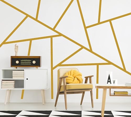 Miniatura 3 de Calcomanías de pared doradas a rayas, calcomanías de pared de línea metálica, calcomanías de pared modernas de vinilo minimalista geométrico para