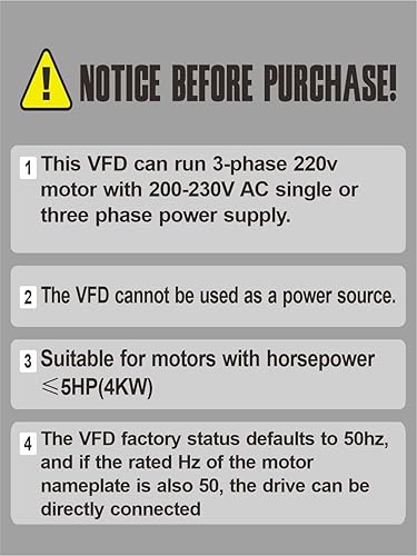 Miniatura 29 de Convertidor monofásico a trifásico de 10HP 7.5KW VFD, usado en≤7.5HP (5.5kW) 34 amperios 200-230V motor trifásico, entrada/salida 200V-230V