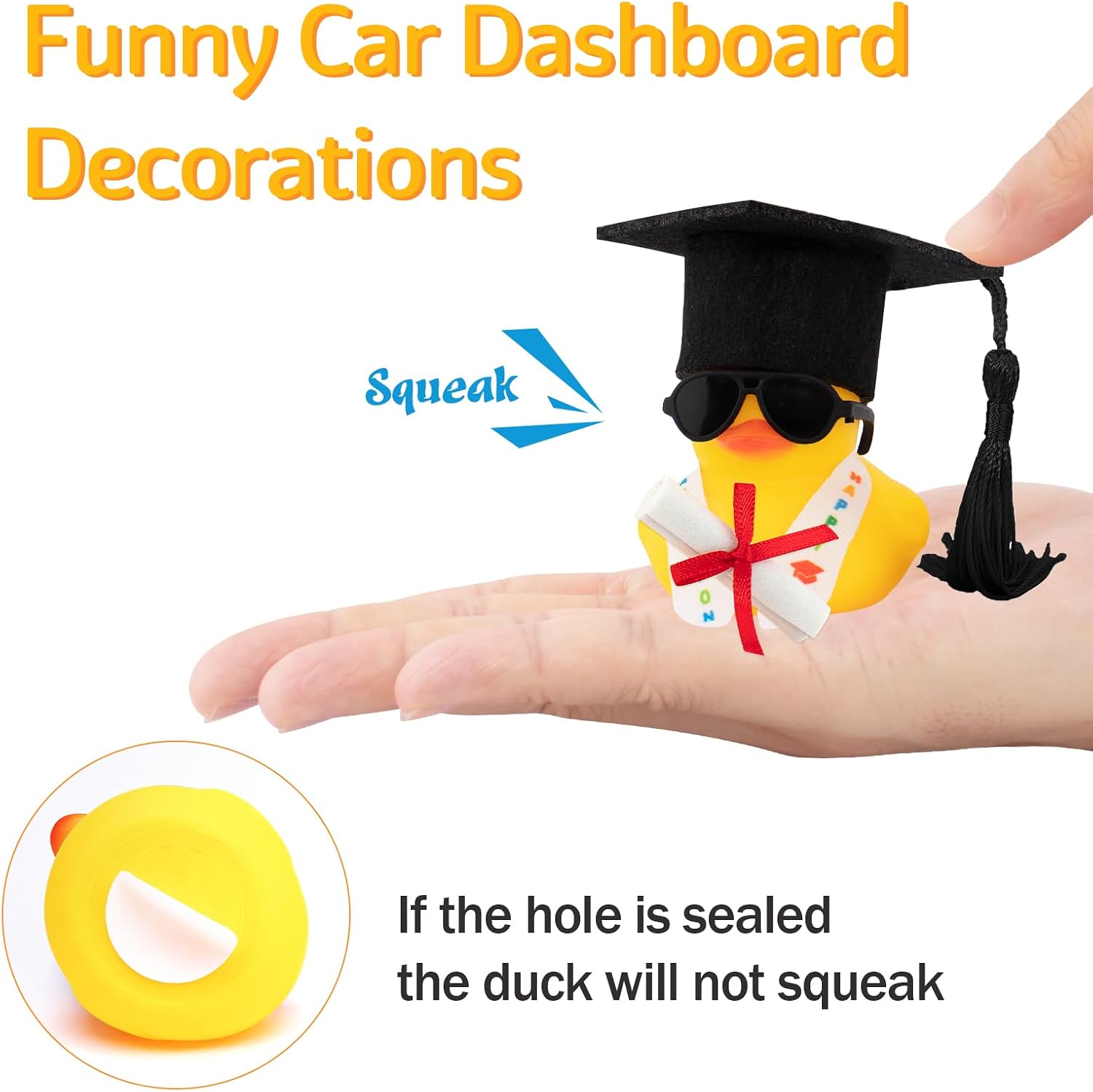 wonuu Rubber Duck Car Decoration Graduation Gift, Graduation Sash Certificate for Associate, Bachelor, Graduates, Master, Doctor(Black)
