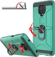 Vista 5 de Funda para Redmi Note 9 Pro, Note 9s/Note 9 Pro Max, con 3 protectores de pantalla de vidrio templado, soporte de anillo integrado y soporte