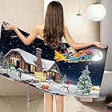 Toalla De Playa XXL 200 X 200 Cm Manta De Playa De Microfibra 3D Iglú Blanco De Navidad para Niñas Niños Secado Rápido Ultra Absorbente Súper Suave Manta De Playa Piscina Viajes Toalla De Ducha -6H0C