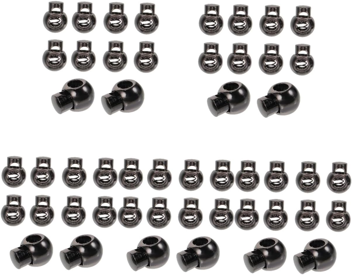 ARTIBETTER 50pcs Metal Spring Cord Locks for Drawstrings Versatile Single Hole Design for Clothing Bags and Sportswear Easy Install and Detach Black Medium