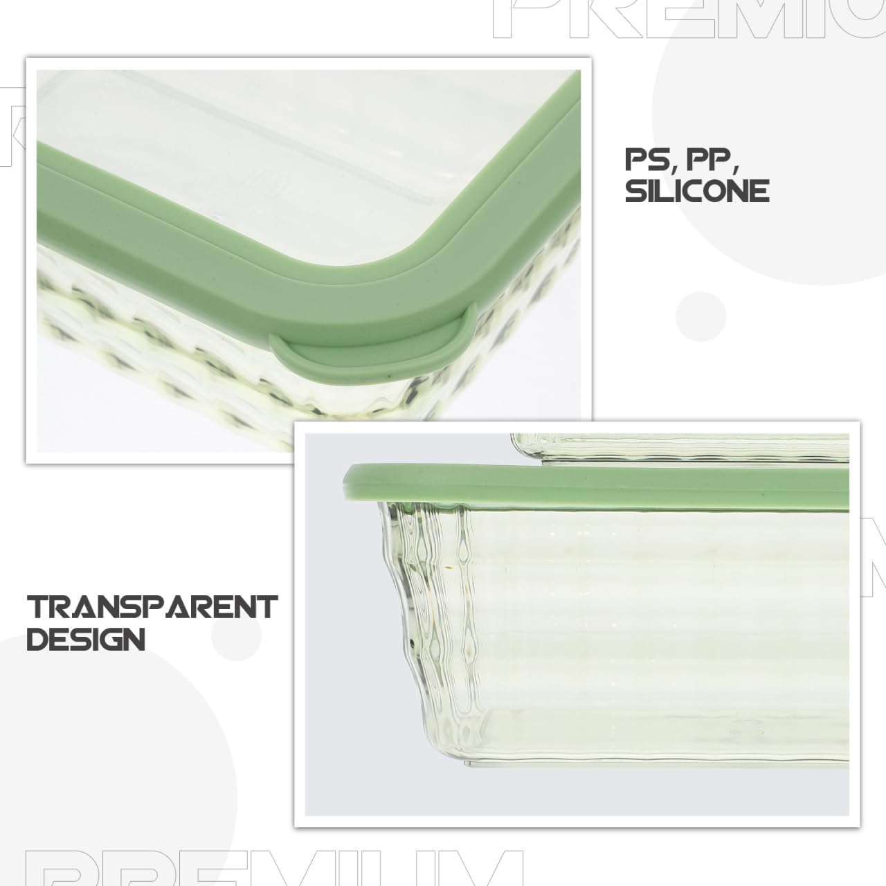 Food Storage Containers 3-Piece Set Fresh Box Bento Box Leakproof Kitchen Organizer for Salad Snack Vegetable Storage with Clear Lids