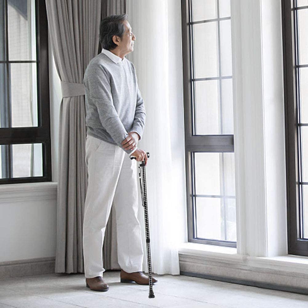 BJH Bastón de Altura Ajustable con Luz LED Bastón de Aleación de Aluminio Plegable Ligero Portátil Bastón de Escalada para Hombres Mujeres Interesting