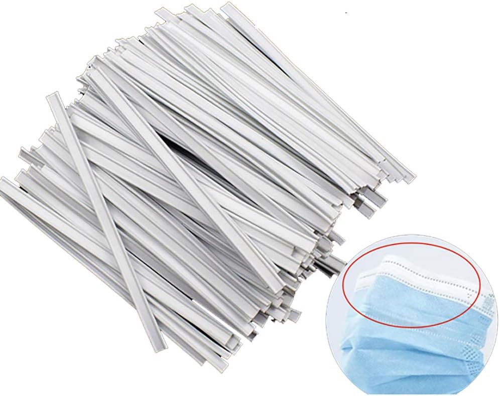 DWSFADA 200 Pcs 10cm Nose Adjuster Nose Bridge Wire, Aluminum Strip Nose Bridge for Face DIY Making Accessories Crafts,Bendable Wire Plastic Clips Adjuster Bracket Bridge Clip