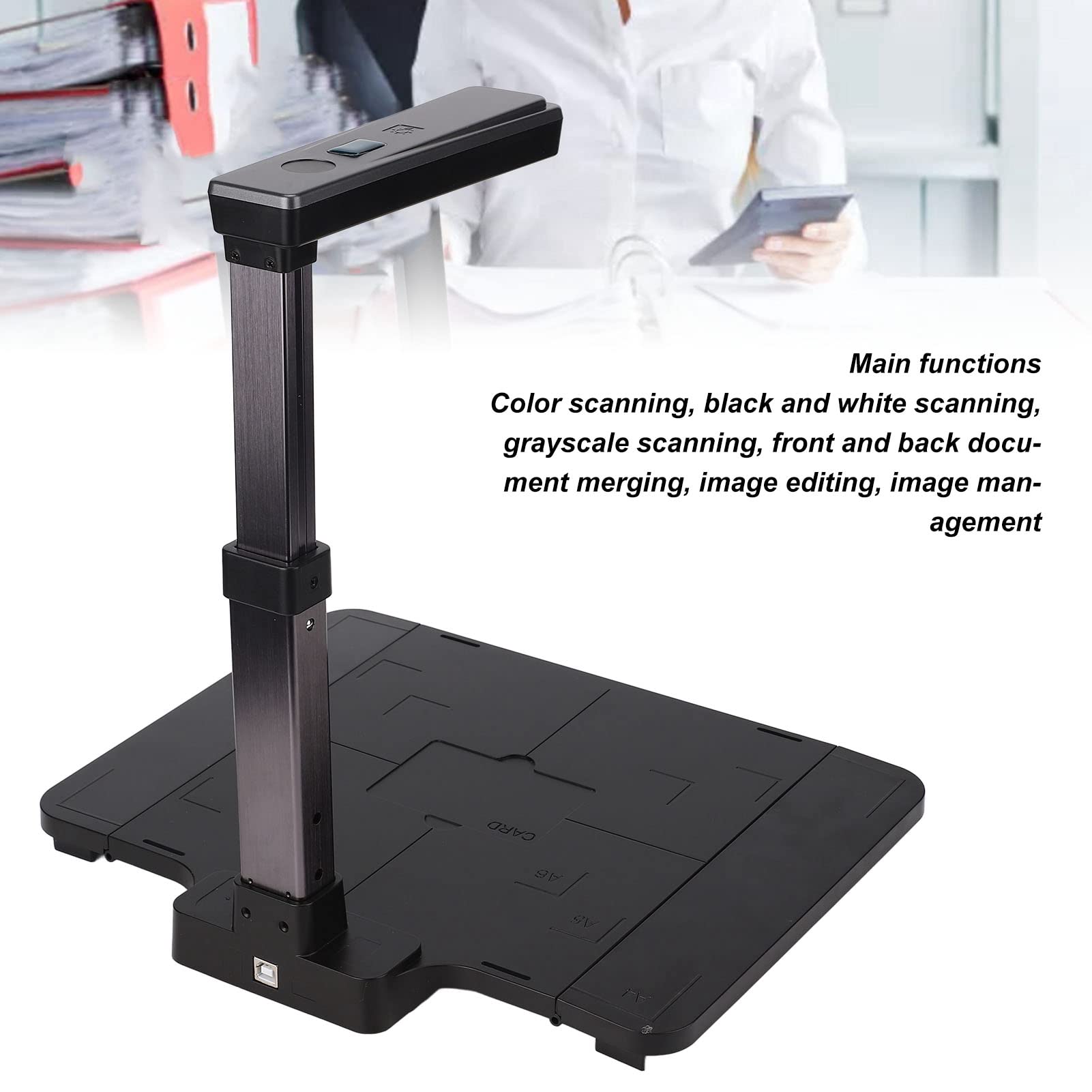 Scanner per Fotocamera per Documenti, Scanner per Libri in Lega di Alluminio con Sensore CMOS, Fotocamera per Documenti USB Portatile per Casa, Insegnante, Avvocato,